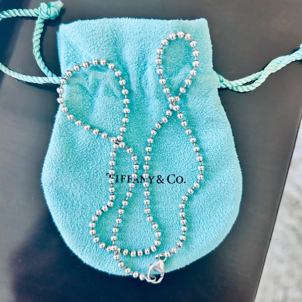 Tiffany & Co sterling silver bead necklace 2mm 17 inch